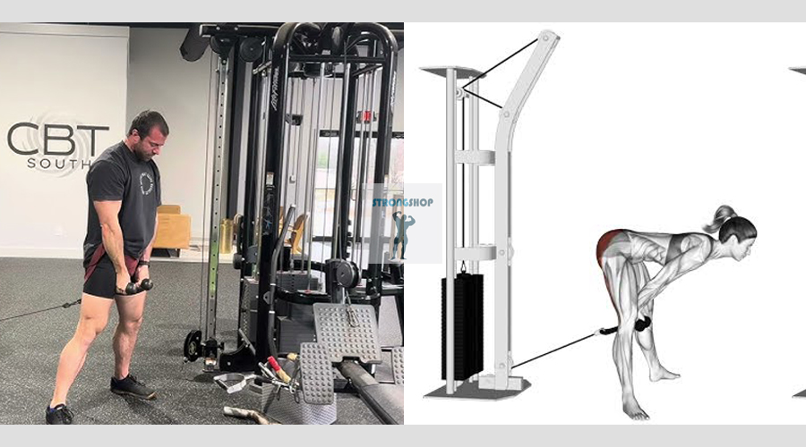 выполнение упражнения Протягивания на нижнем блоке (Cable Pull Through)