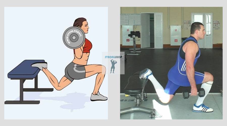 Выполнение болгарских приседаний