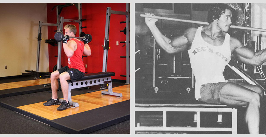 Seated torso rotations with a barbell